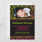 5x7 Roze Zebra FOTO Sweet 16 Verjaardag Uitnodigin Kaart (Voorkant)