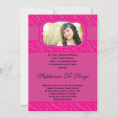 5x7 Roze Zebra Print Patter Quinceanera Uitnodigin Kaart (Voorkant)
