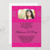 5x7 Roze Zebra Print Patter Quinceanera Uitnodigin Kaart (Voorkant / Achterkant)
