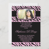 5x7 Roze Zebra Print Quinceanera Uitnodiging (Voorkant)