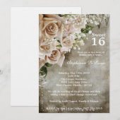 5x7  Rozen Sweet 16 Birthday Uitnodiging (Voorkant / Achterkant)