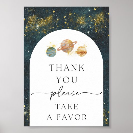 5x7 ruimte dank u teken | Space Favor Sign Poster (Voorkant)