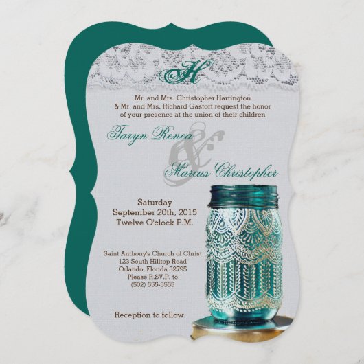5x7 Rustic Country Mason Jar bruiloft uitnodiging (Voorkant / Achterkant)
