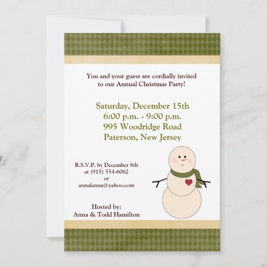 5x7 Rustic Snowman avec Scarf Invitation (Devant)