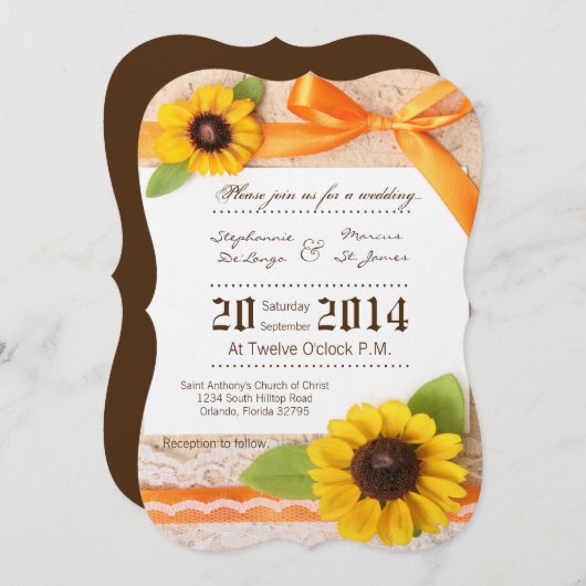 5x7 rustieke zonnebloem land bruiloft uitnodiging (Voorkant / Achterkant)