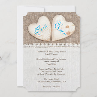 5x7 Rustique Burlap & Faire-part de mariage en den