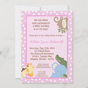 5x7 Safari Jungle Zoo Invitation Baby shower anima