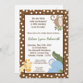 5x7 Safari Jungle Zoo Invitation Baby shower anima (Devant / Derrière)