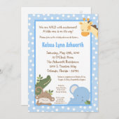 5x7 Safari Jungle Zoo Invitation Baby shower anima (Devant / Derrière)