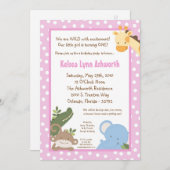 5x7 Safari Jungle ZooAnimaux Invitation d'annivers (Devant / Derrière)