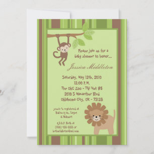 5x7 Safari Oerwoud Animal Baby shower Invitation Kaart