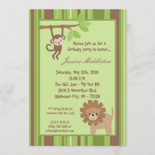 5x7 Safari Oerwoud Animal Birthday Party Invitatio Kaart