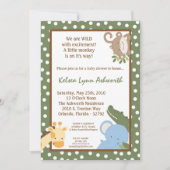 5x7 Safari Oerwoud ZooAnimal Baby shower Uitnodigi Kaart (Voorkant)