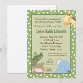 5x7 Safari Oerwoud ZooAnimal Birthday Uitnodiging (Voorkant / Achterkant)