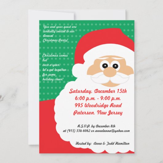 5x7 Santas Beard Noël Invitation (Devant)