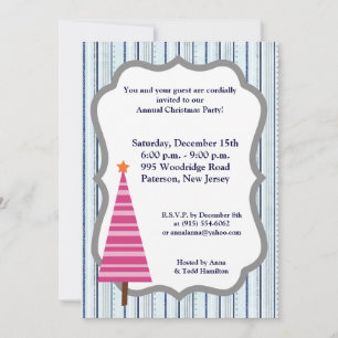 5x7 sapin de Noël Pink Orange Invitation