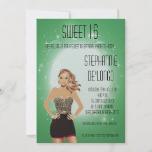 5x7 Sassy Blonde Girl Sweet 16 Verjaardag Uitnodig Kaart