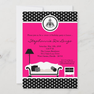 5x7 Sassy Furniture Sweet 16 Birthday Invitation Kaart