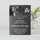5x7 Sassy Girl Quinceanera Invitation d'anniversai (Debout devant)