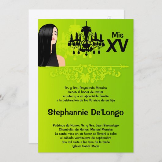 5x7 Sassy Girl Quinceanera Invitation d'anniversai (Devant / Derrière)