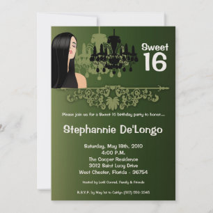 5x7 Sassy Girl Sweet 16 Anniversaire Invitation