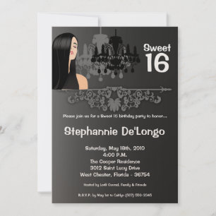 5x7 Sassy Girl Sweet 16 Anniversaire Invitation