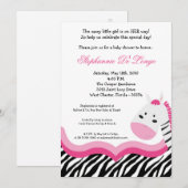 5x7 Sassy Pink Jungle Zebra Invitation Baby shower (Devant / Derrière)