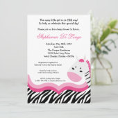 5x7 Sassy Pink Oerwoud Zebra Uitnodiging (Staand voorkant)