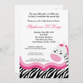 5x7 Sassy Pink Oerwoud Zebra Uitnodiging (Voorkant / Achterkant)
