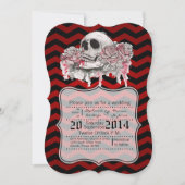 5x7 schedel Roos Gotische Chevron r Trouw Uitnodig Kaart (Voorkant)