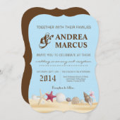 5x7 Sea Shells Beach Sand Tropi Faire-part de mari (Devant / Derrière)