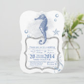 5x7 Seahorse Zee Ocean Beach Huwelijksuitnodiging Kaart (Staand voorkant)