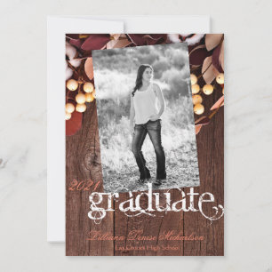 5x7 Senior Aankondiging Katoen Tak op Donker Hout