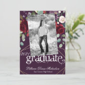 5x7 Senior Faire-part Plum violet Roses Gold Geo (Debout devant)