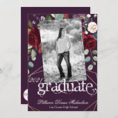 5x7 Senior Faire-part Plum violet Roses Gold Geo (Devant / Derrière)