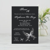 5x7 Sheer Butterfly Sweet 16 Birthday Invitation Kaart (Staand voorkant)