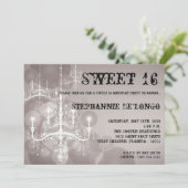 5x7 Silver Chandelier Sweet 16 Verjaardag Uitnodig Kaart (Staand voorkant)