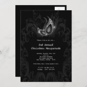 5x7 Silver Masquerade Kerstmis XMAS Uitnodiging (Voorkant / Achterkant)