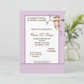 5x7 Singe violet Invitation de fête d'anniversaire (Debout devant)