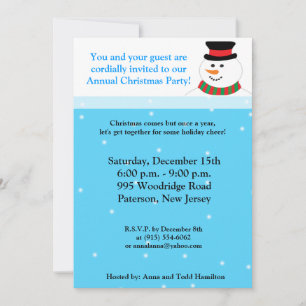 5x7 Snowman Invitation