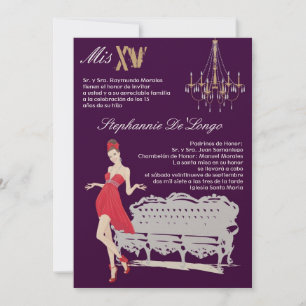 5x7 Soirée élégante Quinceanera Invitation Anniver