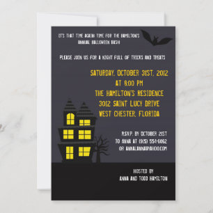 5x7 spookhuis Halloween Party uitnodiging