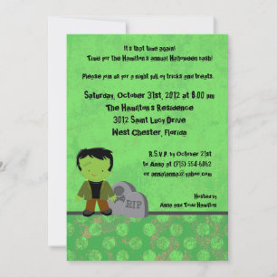 5x7 Spooky Kinder Groene Halloween Feestuitnodigin Kaart