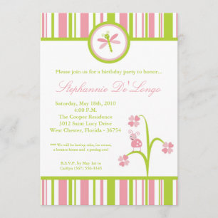 5x7 Spring Bugs Insects Birthday Party Invitation Kaart