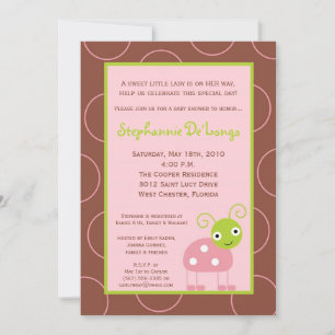 5x7 Spring Rose Lady Baby shower Bug Invitation