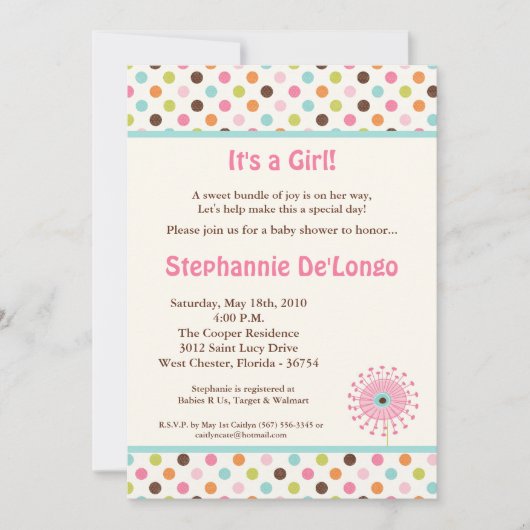 5x7 Spring Time Flowers Baby shower Invitation Kaart (Voorkant)