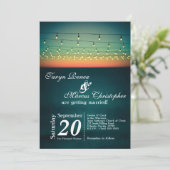 5x7 Sunset String Lights Yard Wedding Uitnodiging (Staand voorkant)