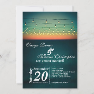 5x7 Sunset String Lights Yard Wedding Uitnodiging