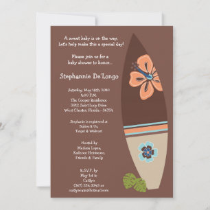 5x7 Surfer Baby Surf boards Invitation Baby shower