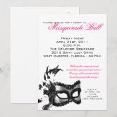5x7 Sweet 16 Masquerade Ball Invitation Anniversai (Devant / Derrière)